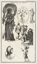 Dieux de la nuit, L'antiquité expliquée et représentée en figures, Montfaucon, Bernard de, 1655-1741, Engraving, 1719. Plate no