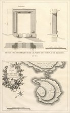 Pl. 23: Plan de l'Ecueil sur lequel etoit le Temple de Bacchus, Pl 22: Détails Géometriques de la Porte du Temple de Bacchus