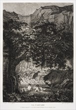 La Cascade, Collection des tableaux en gouache et des dessins de Salomon Gessner, Gessner, Salomon, 1730-1788, Kolbe, Carl