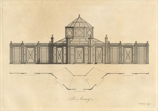 The Aviary, Plans, elevations, sections, and perspective views of the gardens and buildings at Kew, in Surry, Chambers, William