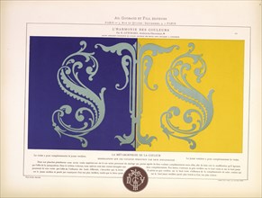Complimentary colors purple and yellow, L'harmonie des couleurs, Guichard, Édouard, b. 1815, Chromolithograph, 1880, Plate