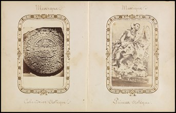 Album opening: Calendrier Asteque and Princesse Asteque, Album of Mexican and French cartes-de-visite, Unknown, Albumen