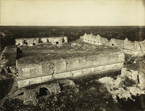 Uxmal, templo de las monjas, Views of Aztec, Maya, and Zapotec ruins in Mexico, Charnay, Désiré, 1828-1915, Gelatin developing