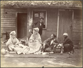 Turkish sheikh and his wives, orientalist photography, Abdullah frères, Albumen, 186-?, 269 Scheigh, chef turc