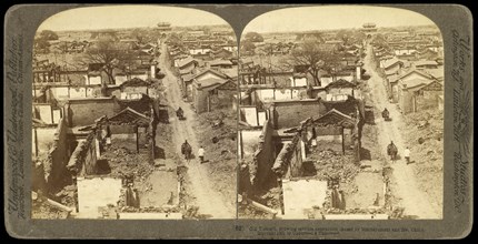China, Old Tientsin, showing terrible destruction caused by bombardment and fire, China, Underwood and Underwood, Gelatin silver