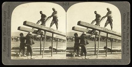 Sawing lumber in Manchuria, Keystone View Company, Gelatin silver, 1904 or 1905, Image taken during the Russo-Japanese war 1904