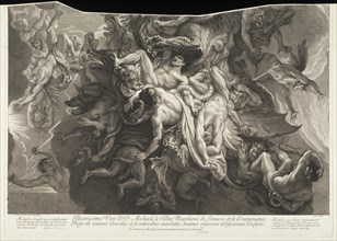 Fall of the rebel angels: lower sheet, Le Brun, Charles, 1619-1690, Loir, Alexis, 1640-1713, Etching, engraving, black-and-white