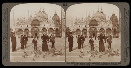 San Marco, east, a marvel of mosaic, marble and gold, Venice, Stereographic views of Italy, Underwood and Underwood, Underwood