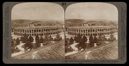 Verona, Roman ampitheatre built A.D. 260, east, Verona, Stereographic views of Italy, Underwood and Underwood, Underwood, Bert