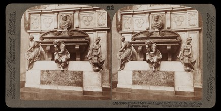 Tomb of Michelangelo in Church of Santa Croce, Stereographic views of Italy, Underwood and Underwood, Underwood, Bert, 1862-1943