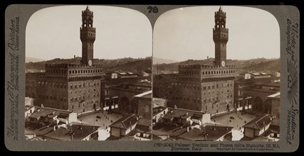 Florence, Palazzo Vecchio and Palazzo della Signoria, Florence, Stereographic views of Italy, Underwood and Underwood