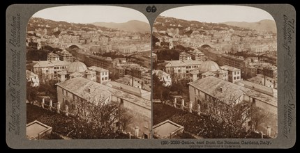 Genoa, east from the Rosazza Gardens, Stereographic views of Italy, Underwood and Underwood, Underwood, Bert, 1862-1943