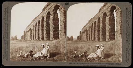 Rome, Aqueduct of Claudius and the Campagna, Rome, Stereographic views of Italy, Underwood and Underwood, Underwood, Bert, 1862