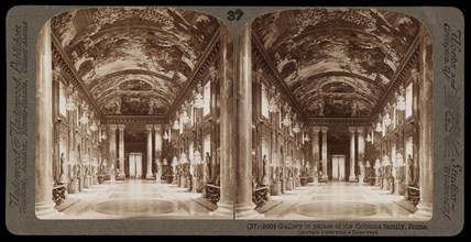 Rome, Gallery in Palace of the Colonna family, Rome, Stereographic views of Italy, Underwood and Underwood, Underwood, Bert