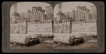 Rome, Bas-reliefs of Trajan and Column of Phocas in the Roman Forum, Rome, Stereographic views of Italy, Underwood and Underwood