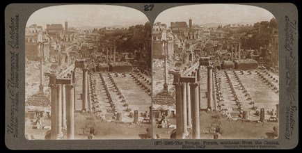 Rome, Roman Forum, Rome, Stereographic views of Italy, Underwood and Underwood, Underwood, Bert, 1862-1943, stereograph: gelatin