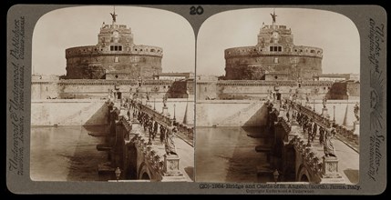 Rome, Bridge and Castle of St. Angelo, Rome, Stereographic views of Italy, Underwood, Bert, 1862-1943