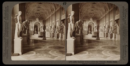 Gallery of statues in the Vatican, Stereographic views of Italy, Underwood and Underwood, Underwood, Bert, 1862-1943