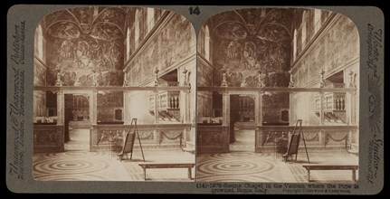 Sistine Chapel in the Vatican where the Pope is crowned, Stereographic views of Italy, Underwood and Underwood, Underwood, Bert