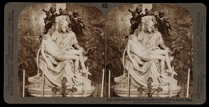 Pieta by Michelangelo in St. Peter's, Stereographic views of Italy, Underwood and Underwood, Underwood, Bert, 1862-1943