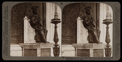 Famous statue of St. Peter revered by millions of pilgrims, Stereographic views of Italy, Underwood and Underwood, Underwood