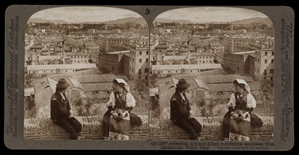 southeast from Janiculum, Rome, Aventine hill and Alban mountains, southeast from Janiculum, Rome, Stereographic views of Italy