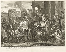 Triumphal Entry into Babylon, Battles of Alexander, Audran, Gérard, 1640-1703, after Le Brun, Charles, 1619-1690, Etching