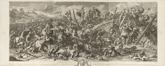 Battle at the Milvian Bridge, Audran, Gérard, 1640-1703, after Le Brun, Charles, 1619-1690, Etching and engraving, 1666