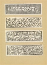 Frieze with putti, Pattern with fish and shells, Vignettes, Scroll work, Etching, engraving, black-and-white, 1550 ?, Giunti