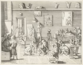 Academia d'pitori, Alberti, Pietro Francesco, 1584-1638, Etching, black-and-white, ca. 1600, Romæ Super