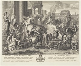 Triumphal entry into Babylon, Battles of Alexander, Audran, Benoît, 1661-1721, Audran, Jean, 1667-1756, Le Brun, Charles, 1619
