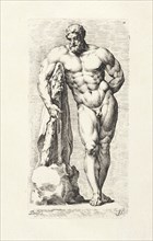 Farnese Hercules, front view, Signorvm vetervm icones, Bisschop, Jan de, 1628-1671, Doudijns, Willem, Etching, between 1731