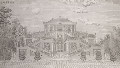 Haiyantang dongmian, Yuan Ming Yuan, Yi Lantai, fl. 1749-1786, Engraving, between 1783 and 1786, The view is of the east facade