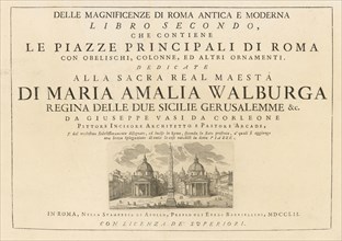 Frontispiece, volume 2, Delle magnificenze di Roma antica e moderna, Vasi, Giuseppe, 1710-1782, Engraving, 1747-1761