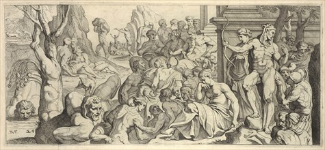 Scene from the Galerie d'Ulysse in Fontainebleau, Les trauaux d'Vlysse, Abate, Nicolò dell', ca. 1509-1571, Primaticcio