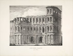 Die Porta Martis von der Nordseite, Ramboux, Johann Anton, 1790-1866, Lithography, 1827?, The print depicts Porta Martis
