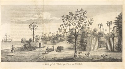 A View of the Watering Place at Tenian, A voyage round the world, in the years MDCCXL, I, II, III, IV by George Anson, Esq