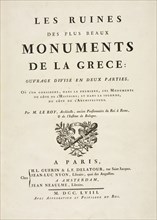 Title Page, Les ruines des plus beaux monuments de la Grece: ouvrage divisé en deux parties, où l'on considere, dans la premiere
