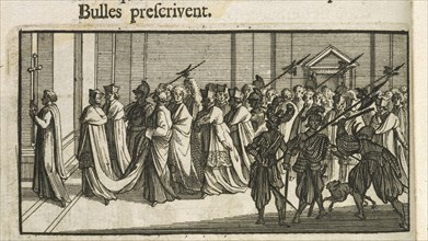 Procession of cardinals, Histoire des conclaves depuis Clement V. jusqu'à présent, Engraving, 1703, Illustration on page 18