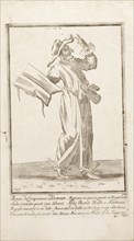 Il Dottore, Italian theater prints, Etching, 17th century, Inscription in the plate's lower margin: A suon di Campanacci