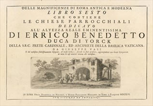Frontispiece, volume 6, Delle magnificenze di Roma antica e moderna, Vasi, Giuseppe, 1710-1782, Engraving, 1747-1761
