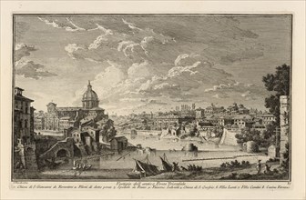 Vestigie dell antico Ponte Trionfale, Delle magnificenze di Roma antica e moderna, Vasi, Giuseppe, 1710-1782, Engraving, 1747