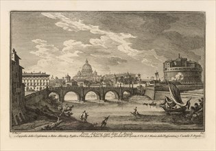 Ponte Adriano oggi detto S. Angelo, Delle magnificenze di Roma antica e moderna, Vasi, Giuseppe, 1710-1782, Engraving, 1747-1761
