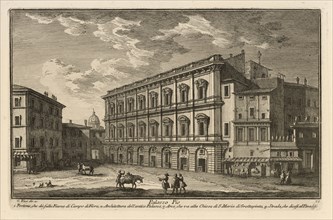 Palazzo Pio, Delle magnificenze di Roma antica e moderna, Vasi, Giuseppe, 1710-1782, Engraving, 1747-1761, plate 75, volume 4