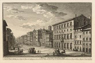 Palazzo Sacchetti sulla Strada Giulia, Delle magnificenze di Roma antica e moderna, Vasi, Giuseppe, 1710-1782, Engraving, 1747