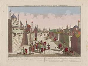 Vuë auprès de la mosquée du Sultan Mechemet et de Selim à Constantinople, Middle Eastern vues d'optique, Probst, Georg Balthasar