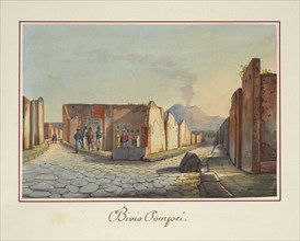 Bivio Pompei, Pompei, Unknown, Watercolor, ca. 1840?, Southern end of insula VI 1