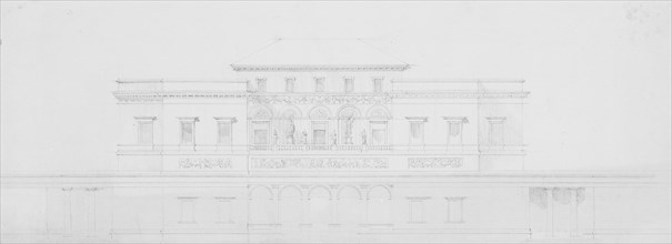 Design for the main facade of the casino, Antonio Asprucci architectural drawings for the Villa Borghese, ca. 1770-ca. 1793