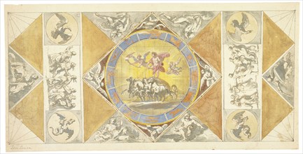 Unexecuted ceiling design for the Stanza del Sole, Antonio Asprucci architectural drawings for the Villa Borghese, ca. 1770