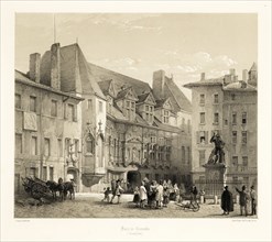 Place de Grenoble, Dauphiné, Voyages pittoresques et romantiques dans l'ancienne France, Day and Haghe, Haghe, Charles, d. 1888